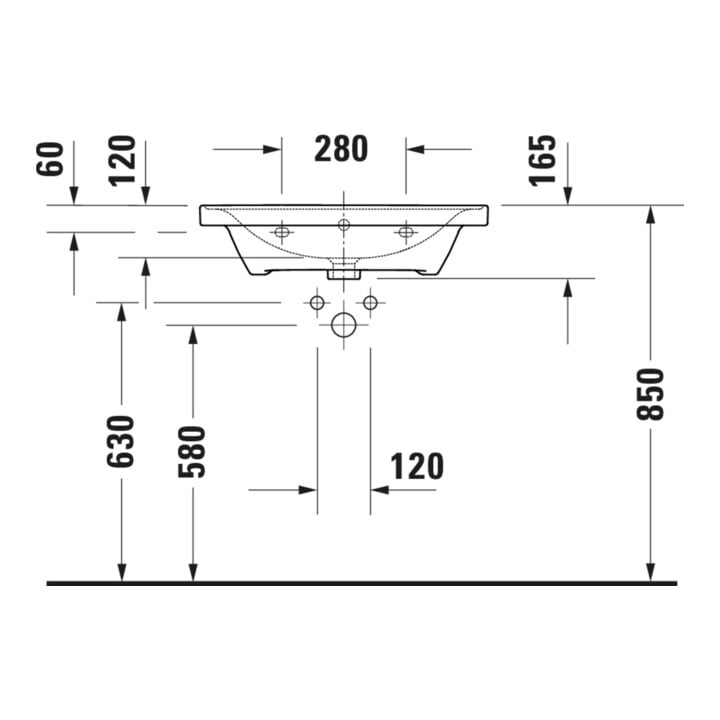 Duravit Meuble vasque D-Neo 65x48 cm, avec robinetterie, blanc, avec trop-plein, trou robinet