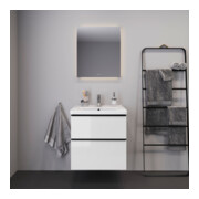 Duravit Meuble vasque D-Neo 65x48 cm, avec robinetterie, blanc, avec trop-plein, trou robinet-5
