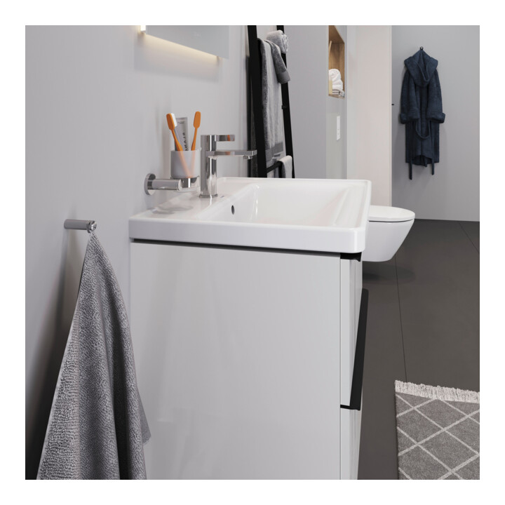 Duravit Meuble vasque D-Neo 65x48 cm, avec robinetterie, blanc, avec trop-plein, trou robinet