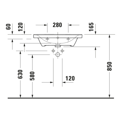 Duravit Meuble vasque D-Neo 65x48 cm, sans robinet, blanc, avec trop-plein, trou robinet