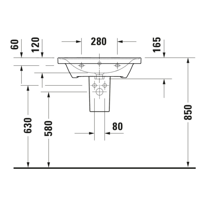 Duravit Meuble vasque D-Neo 65x48 cm, sans robinet, blanc, avec trop-plein, trou robinet