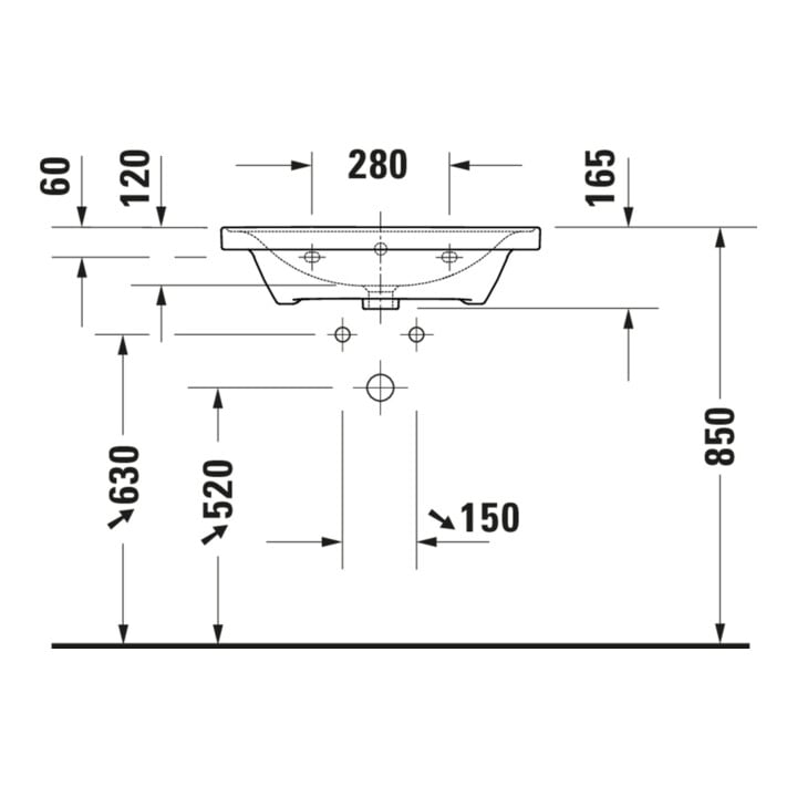 Duravit Meuble vasque D-Neo 65x48 cm, sans robinet, blanc, avec trop-plein, trou robinet