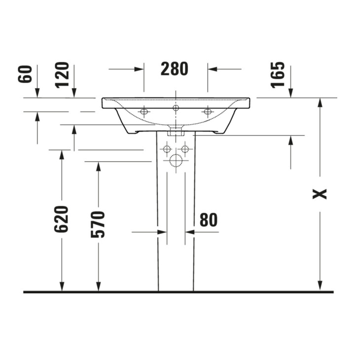 Duravit Meuble vasque D-Neo 65x48 cm, sans robinet, blanc, avec trop-plein, trou robinet