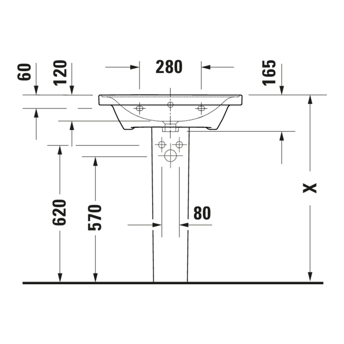 Duravit Meuble vasque D-Neo 65x48 cm, sans robinet, blanc, avec trop-plein, trou robinet