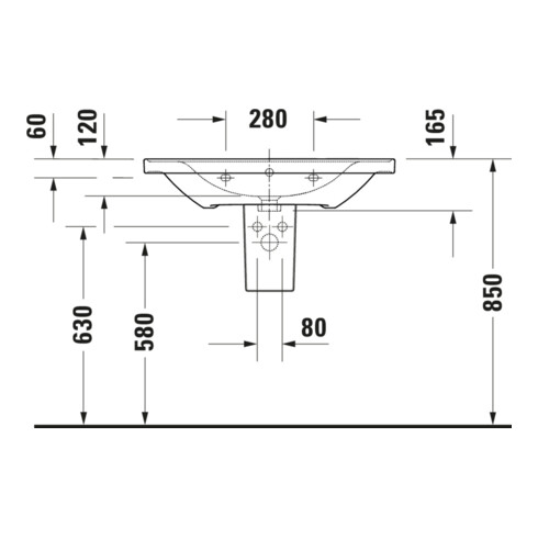 Duravit Meuble vasque D-Neo 80x48 cm, sans robinet, blanc, avec trop-plein, trou robinet