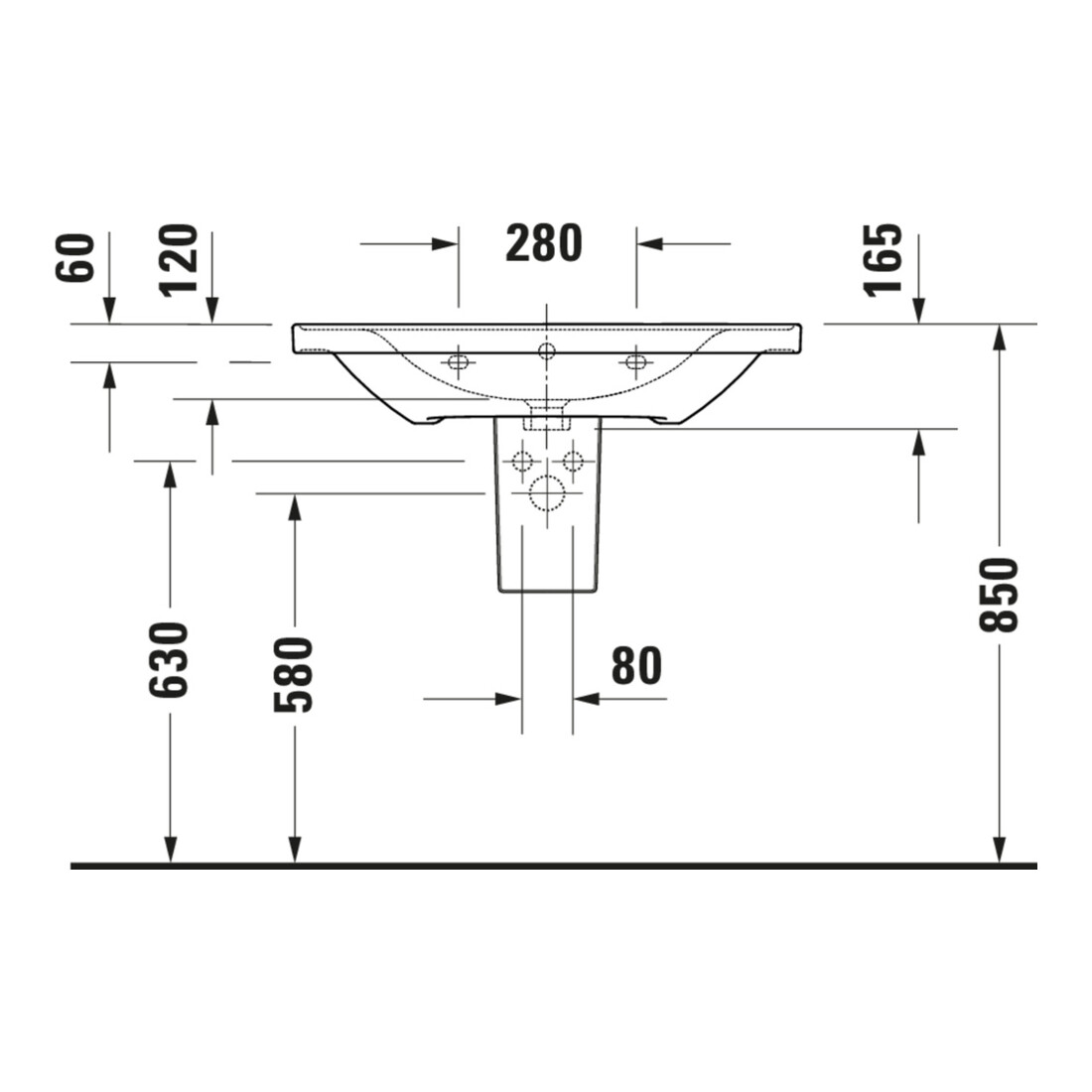 Duravit Meuble vasque D-Neo 80x48 cm, sans robinet, blanc, avec trop-plein, trou robinet