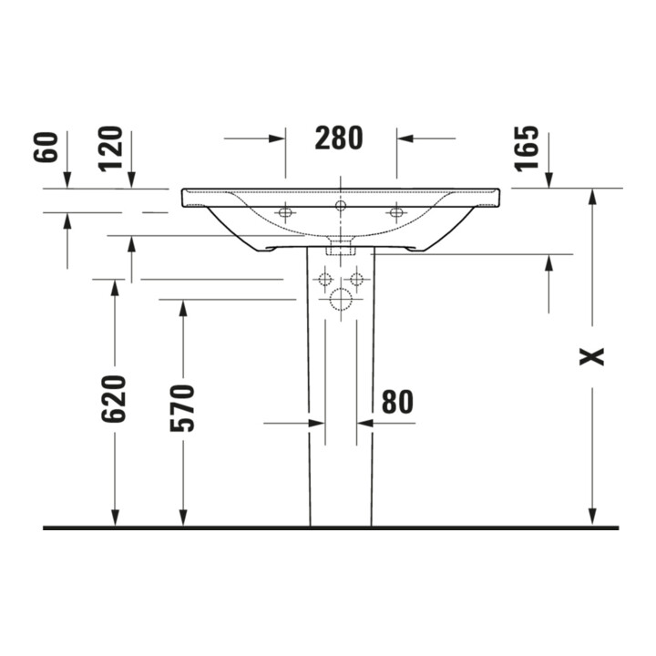 Duravit Meuble vasque D-Neo 80x48 cm, sans robinet, blanc, avec trop-plein, trou robinet