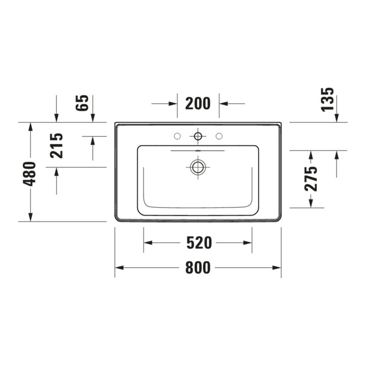 Duravit Meuble vasque D-Neo 80x48 cm, sans robinet, blanc, avec trop-plein, trou robinet