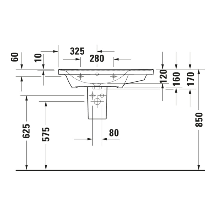 Duravit Meuble vasque D-Neo 80x48 cm, sans trop-plein, blanc, asy, B gauche, avec trop-plein, HLB