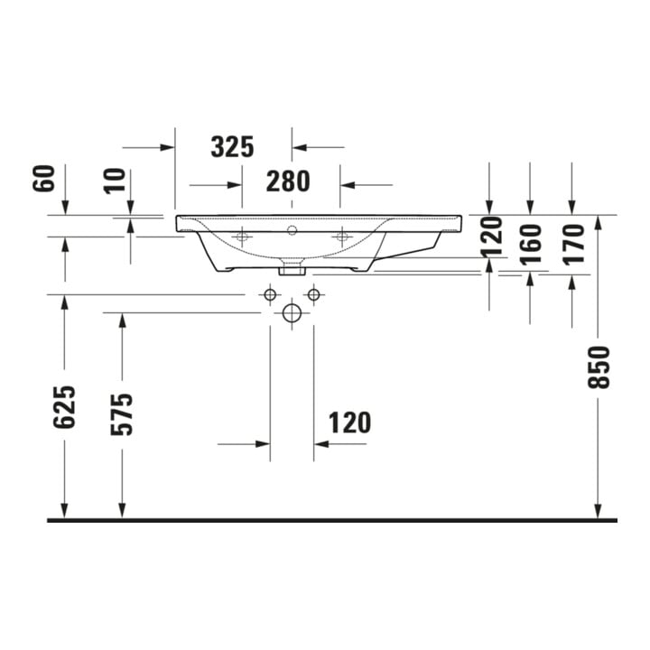 Duravit Meuble vasque D-Neo 80x48 cm, sans trop-plein, blanc, asy, B gauche, avec trop-plein, HLB