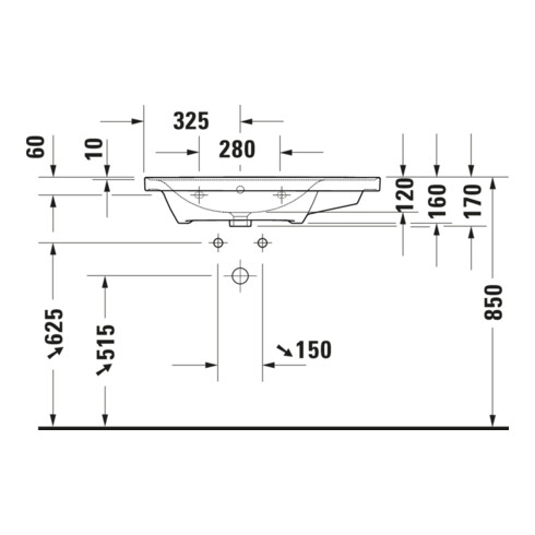 Duravit Meuble vasque D-Neo 80x48 cm, sans trop-plein, blanc, asy, B gauche, avec trop-plein, HLB