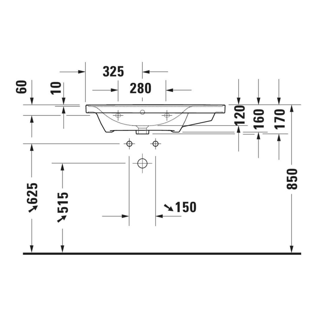 Duravit Meuble vasque D-Neo 80x48 cm, sans trop-plein, blanc, asy, B gauche, avec trop-plein, HLB