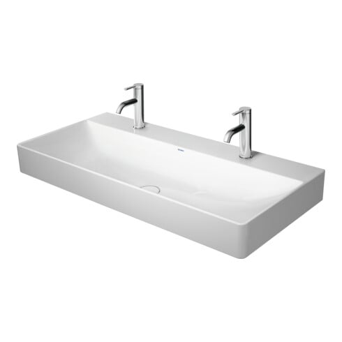 Duravit Meuble vasque DuraSquare 100x47 cm, 2 Trous robinet, sans trop-plein, avec trop-plein, blanc