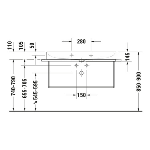 Duravit Meuble vasque DuraSquare 100x47 cm, sans trop-plein, avec 1 trou, blanc
