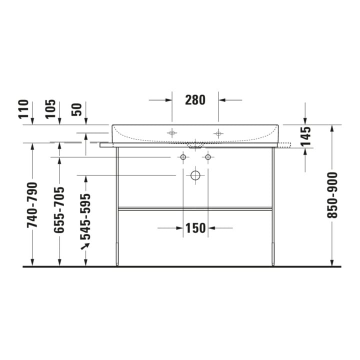 Duravit Meuble vasque DuraSquare 100x47 cm, sans trop-plein, avec trop-plein latéral, blanc