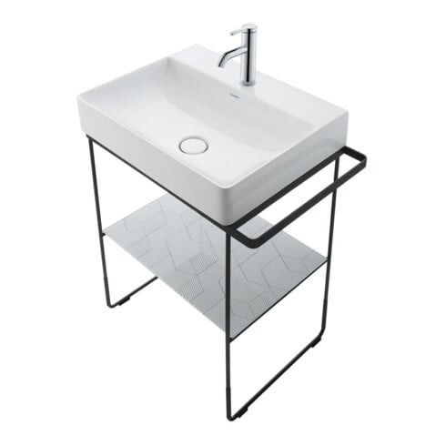 Duravit Meuble vasque DuraSquare 50x47 cm, sans trop-plein, avec trop-plein, 1 trou de robinet, blanc