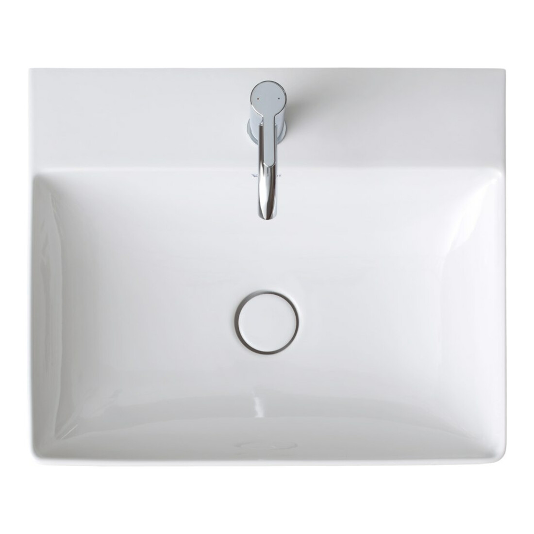 Duravit Meuble vasque DuraSquare 60x47 cm, sans trop-plein, avec vidage, 1 trou de robinet, blanc
