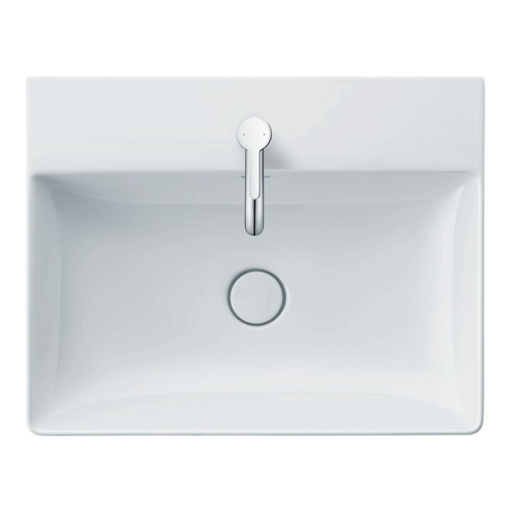 Duravit Meuble vasque DuraSquare 60x47 cm, sans trop-plein, avec vidage, 1 trou de robinet, blanc