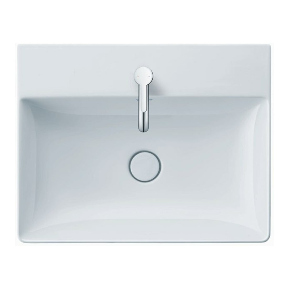 Duravit Meuble vasque DuraSquare 60x47 cm, sans trop-plein, avec vidage, 1 trou de robinet, blanc