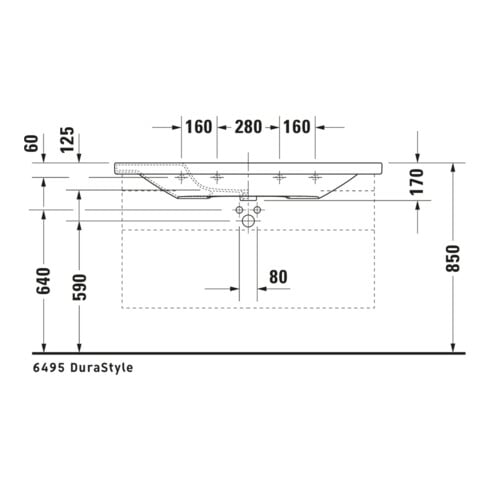 Duravit Meuble vasque DuraStyle 120x48cm, blanc, m HL, ÜL, plan robinetterie