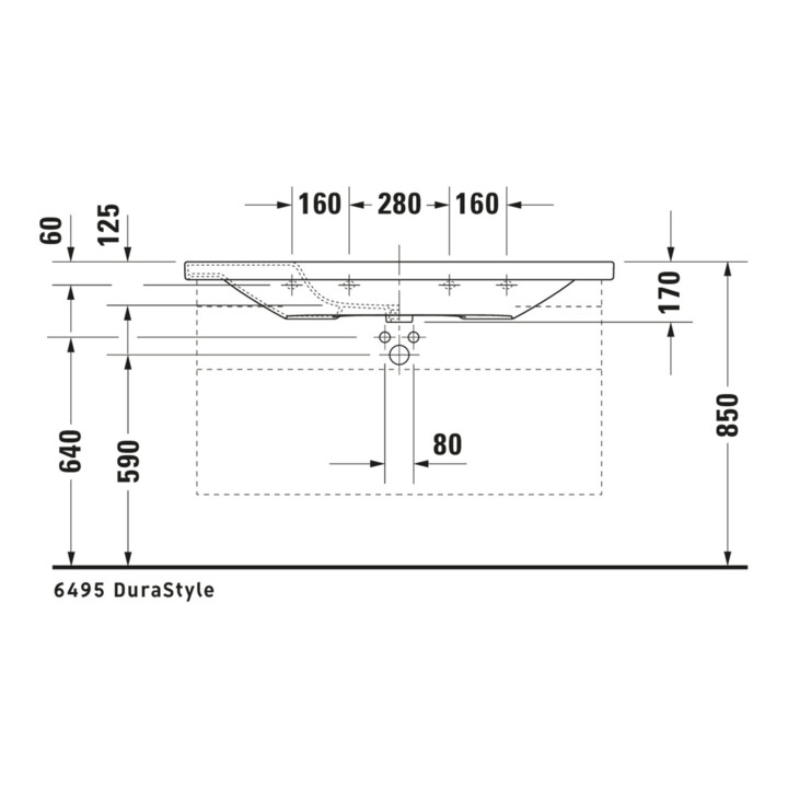 Duravit Meuble vasque DuraStyle 120x48cm, blanc, m HL, ÜL, plan robinetterie