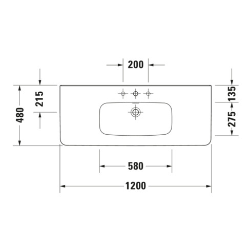 Duravit Meuble vasque DuraStyle 120x48cm, blanc, m HL, ÜL, plan robinetterie