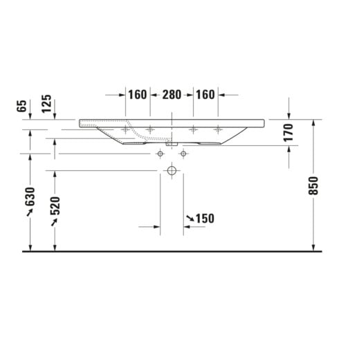Duravit Meuble vasque DuraStyle 120x48cm, blanc, m HL, ÜL, plan robinetterie