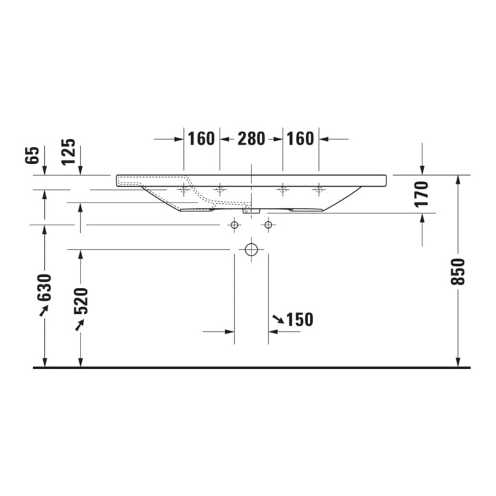 Duravit Meuble vasque DuraStyle 120x48cm, blanc, m HL, ÜL, plan robinetterie