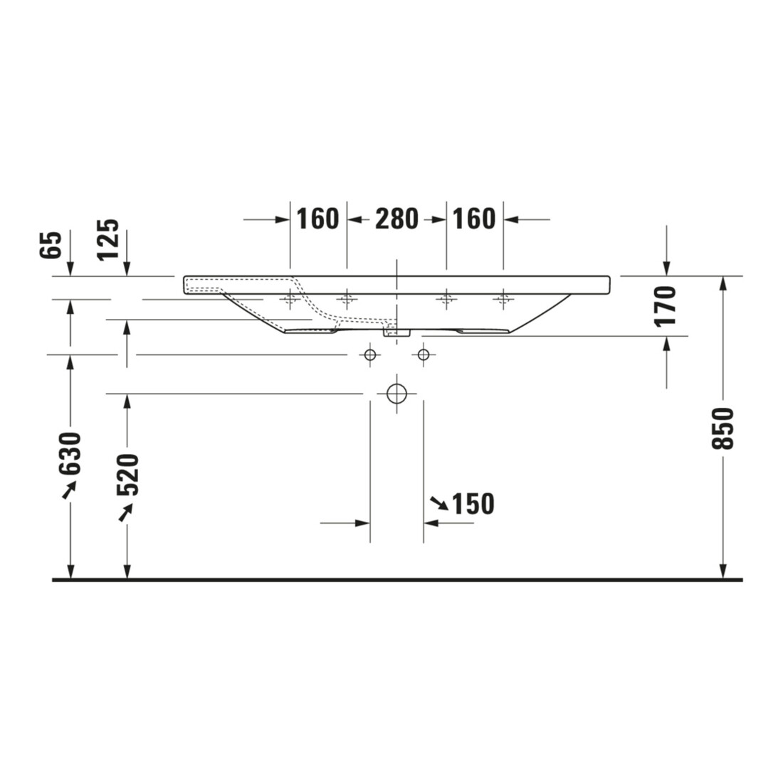 Duravit Meuble vasque DuraStyle 120x48cm, blanc, m HL, ÜL, plan robinetterie