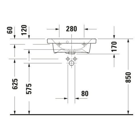 Duravit Meuble vasque DuraStyle Compact 55x40 cm, blanc, m HL, ÜL, plan vasque avec trou robinet