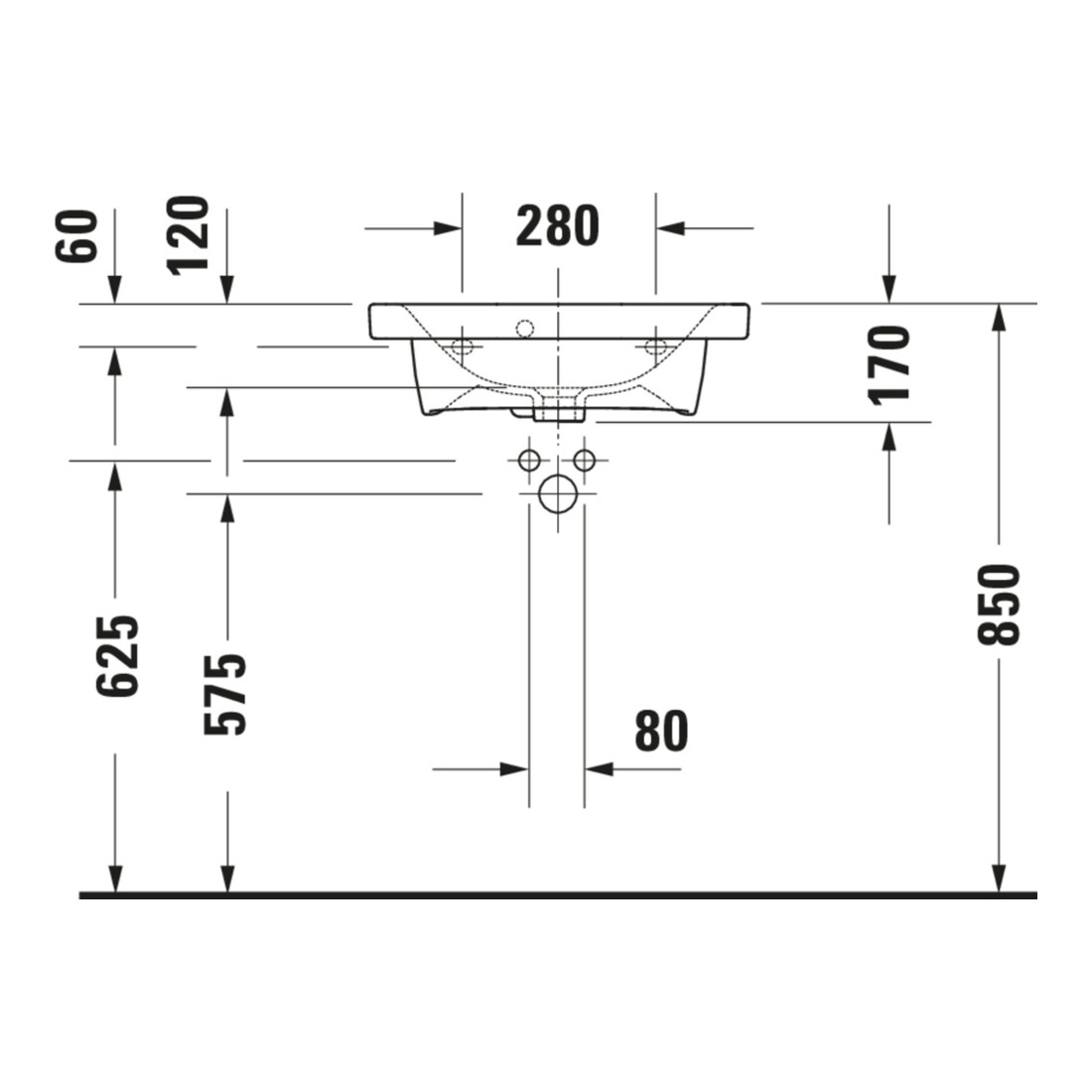 Duravit Meuble vasque DuraStyle Compact 55x40 cm, blanc, m HL, ÜL, plan vasque avec trou robinet