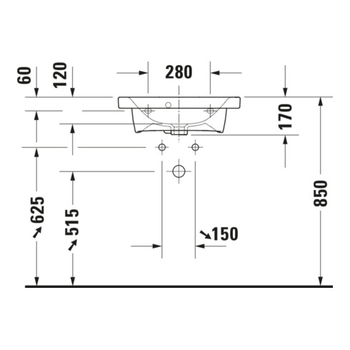 Duravit Meuble vasque DuraStyle Compact 55x40 cm, blanc, m HL, ÜL, plan vasque avec trou robinet