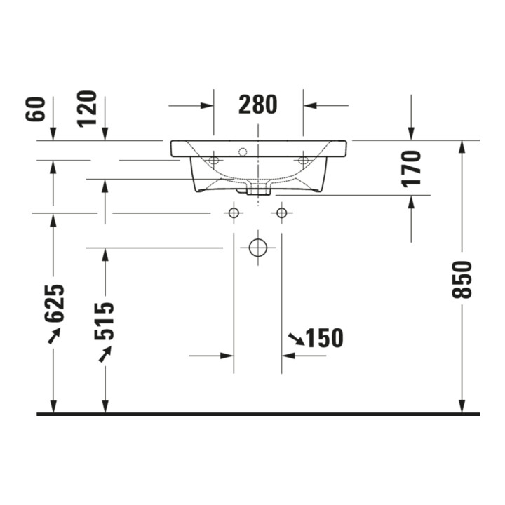 Duravit Meuble vasque DuraStyle Compact 55x40 cm, blanc, m HL, ÜL, plan vasque avec trou robinet
