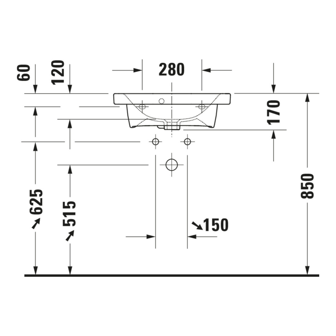 Duravit Meuble vasque DuraStyle Compact 55x40 cm, blanc, m HL, ÜL, plan vasque avec trou robinet