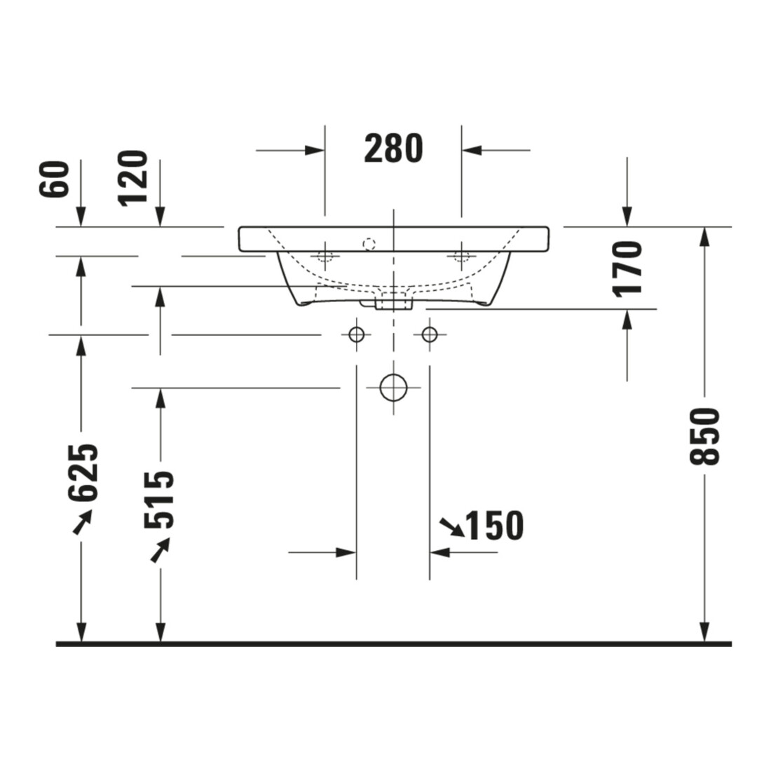 Duravit Meuble vasque DuraStyle Compact 63,5x40 cm, blanc, m HL, ÜL, plan robinetterie