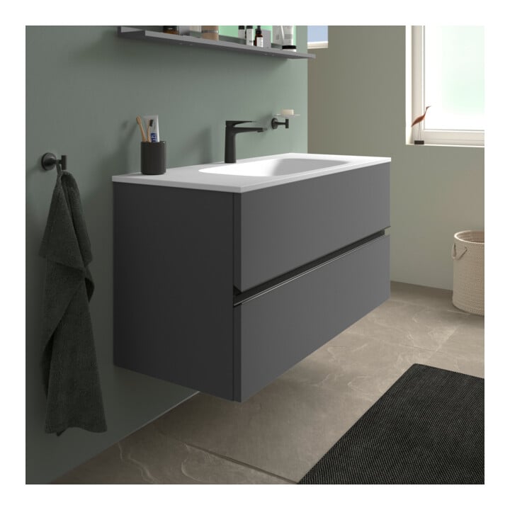 Duravit Meuble vasque DuroCast Plus Sivida 122x48,5 cm, avec trou de robinet, blanc satiné