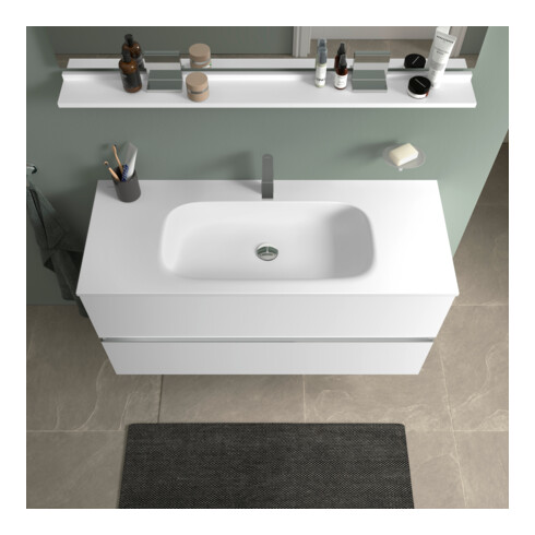 Duravit Meuble vasque DuroCast Plus Sivida 122x48,5 cm, avec trou de robinet, blanc satiné