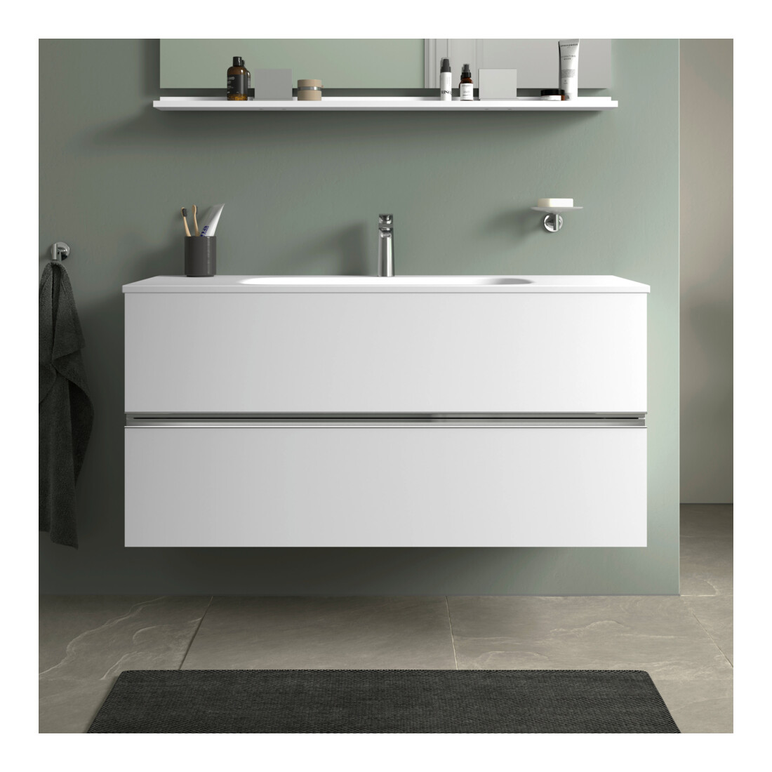 Duravit Meuble vasque DuroCast Plus Sivida 122x48,5 cm, avec trou de robinet, blanc satiné