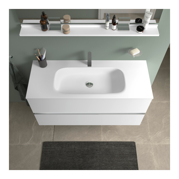 Duravit Meuble vasque DuroCast Plus Sivida 122x48,5 cm, avec trou de robinet, blanc satiné