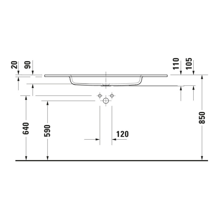 Duravit Meuble vasque DuroCast Plus Sivida 122x48,5 cm, avec trou de robinet, blanc satiné