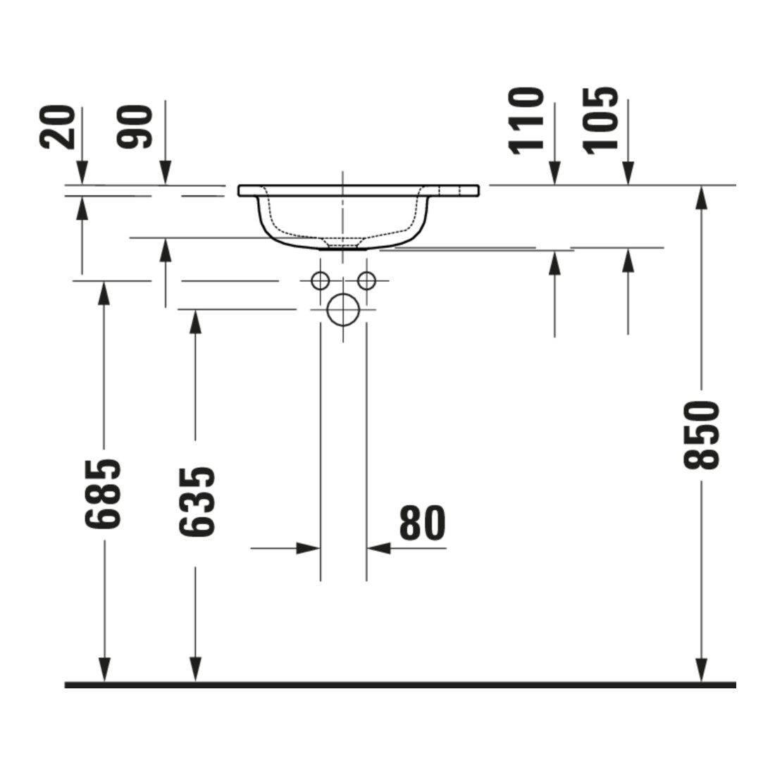 Duravit Meuble vasque DuroCast Plus Sivida 41x33cm, trou de robinet à droite, blanc