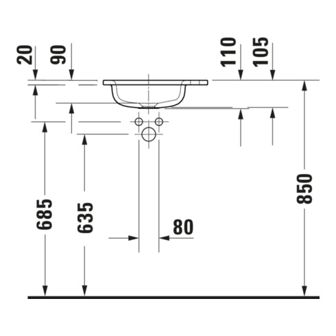 Duravit Meuble vasque DuroCast Plus Sivida 41x33cm, trou de robinet à droite, blanc