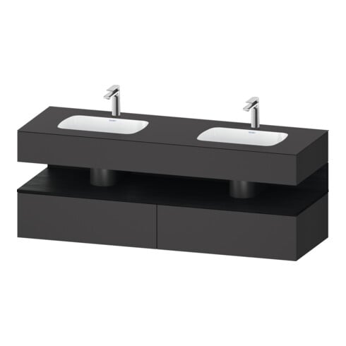 Duravit Meuble vasque encastré Qatego 160x55x60cm, Kon-WTU, B, blanc/gris graphite mat