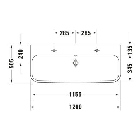 Duravit Meuble vasque Happy D.2 120x50,5 cm, blanc, 2 tiroirs, avec plan, HLB