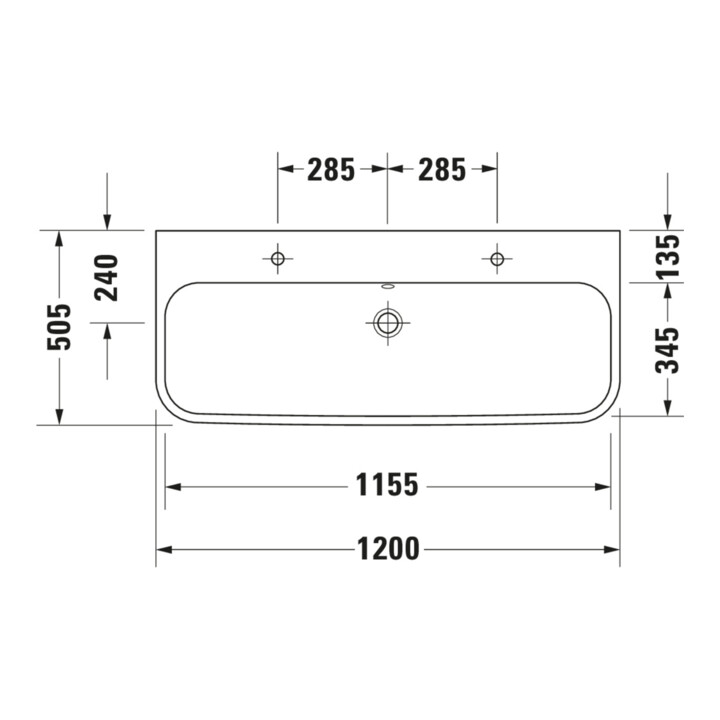 Duravit Meuble vasque Happy D.2 120x50,5 cm, blanc, 2 tiroirs, avec plan, HLB