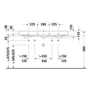 Duravit Meuble vasque Happy D.2 120x50,5 cm, blanc, 2 tiroirs, avec plan, HLB-4