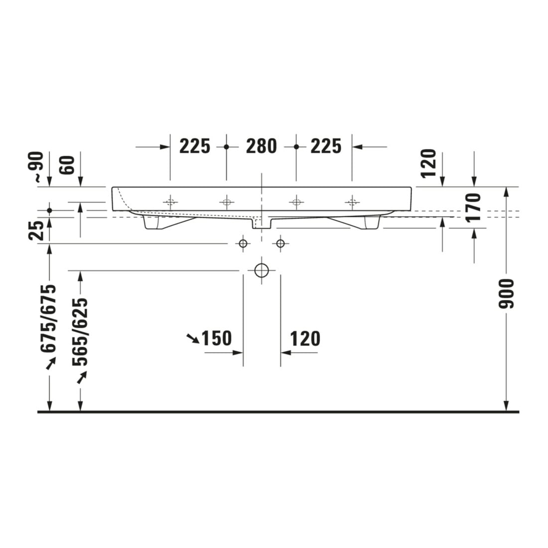Duravit Meuble vasque Happy D.2 120x50,5 cm, blanc, fermé, avec HL, UL, HLB
