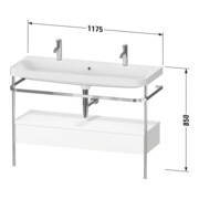 Duravit Meuble vasque Happy D.2 Plus 117,5x49 cm, 1 robinet, avec console, 1 tiroir, T m-3