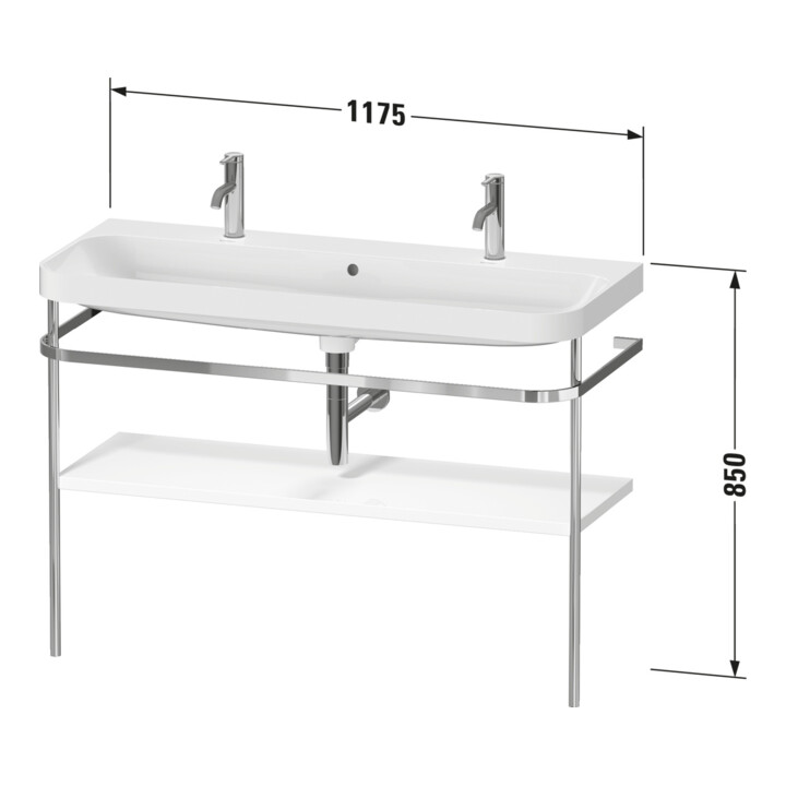 Duravit Meuble vasque Happy D.2 Plus 117,5x49 cm, 1 TLG, avec console, blanc mat