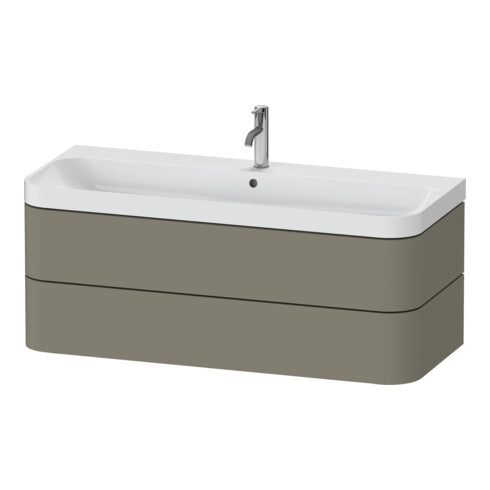 Duravit Meuble vasque Happy D.2 Plus 117,5x49 cm, 2 tiroirs, 1 mitigeur, gris pierre mat